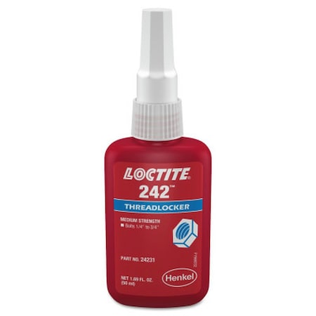 Loctite Thread Sealant, 242R Threadlocker Blue, Medium Strength 50 ml Bottle LOC24231